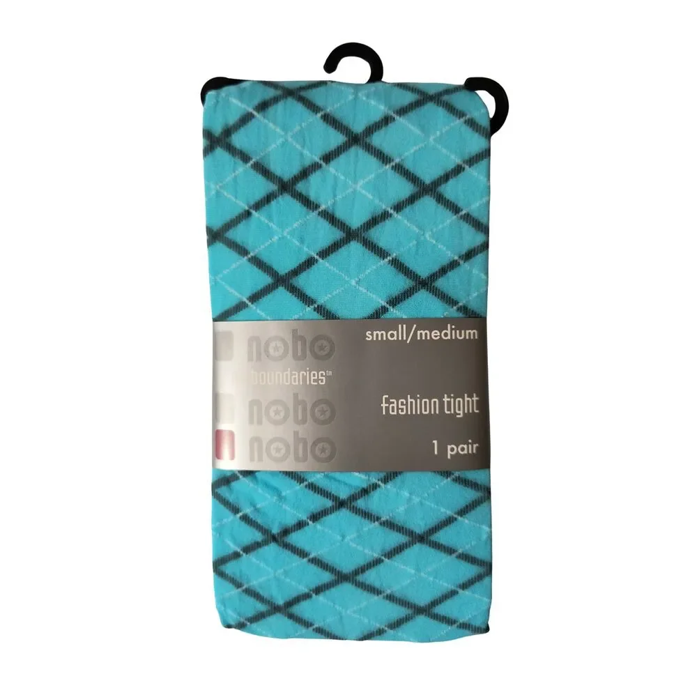 No Boundaries Fashion Tights Small/Medium S/M Blue Gray White Argyle Diamond